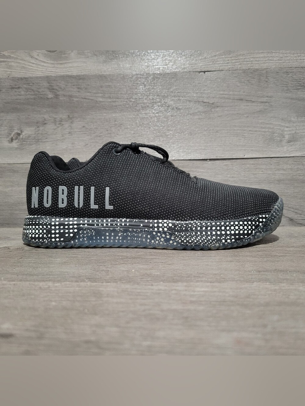 NOBULL Outwork Mens Size 12 trainers Black Speckled Superfabric